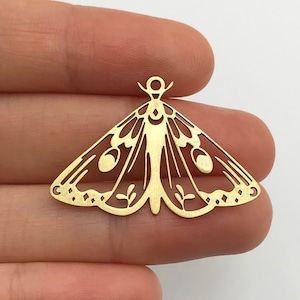 2pcs Raw Brass Butterfly Charm, Celestial Butterfly Pendant, Moth Charm, Mystical Charms for Jewelry Making, Jewelry Supplies RW-1288