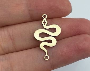 6pcs Raw Brass Snake Charm, Brass Charms, Snake Pendant, Brass Earring Charms, Serpent Charm, Laser Cut Jewelry Making Supplies RW-1582