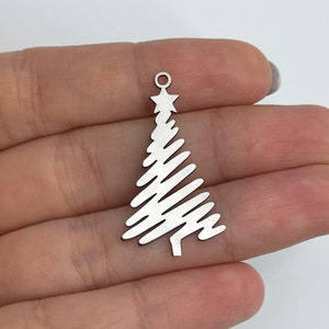 2pcs Stainless Steel Christmas Tree Charm, Tree Pendant, Christmas Charms, Steel Charms for Jewelry Making, Steel Earring Charms STL-3628