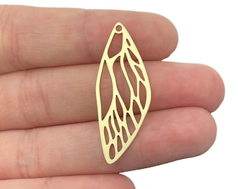 15x38mm Brass Butterfly Wing Charm Pendant, Geometric Wing Earring Charm, Laser Cut Jewelry Charms, DIY Jewelry Making Supplies RW-2227