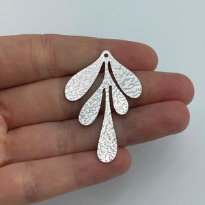 6pcs Hammered Stainless Steel Leaf Charm, Steel Earring Charms, Steel Jewelry Components, Laser Cut Stainless Steel Findings HS-1808