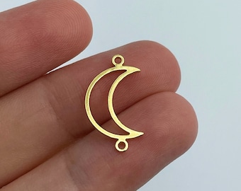 4pcs 24K Gold Plated Moon Connector, Moon Charm Pendant, Brass Connectors for Jewelry Making, Earring Charms, Jewelry Supplies GLD-1527