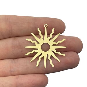 32x35x0.8mm Raw Brass Sun Pendants, Laser Cut Sun Charms, Brass Jewelry Components, Earring Charms Findings Supplies RW-2224