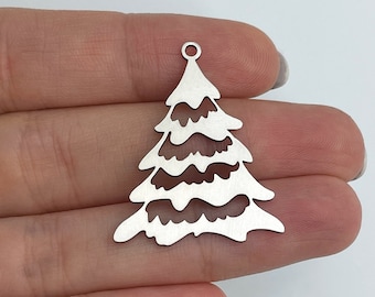 2pcs Stainless Steel Christmas Tree Charm, Tree Pendant, Steel Christmas Charms, Steel Charms for Jewelry Making, Jewelry Supplies STL-3620