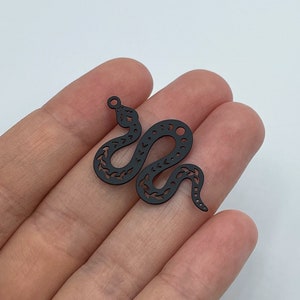 Black Snake Charm, Stainless Steel Earring Charms, Celestial Charms, Moon Phases Snake Charm, Laser Cut Jewelry Making Supplies P-1184