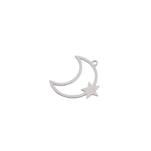 6pcs Stainless Steel Crescent Moon Charm, Abstract Outline Moon Pendant, Moon and Star Earring Charm, Laser Cut Jewelry Supplies STL-4035