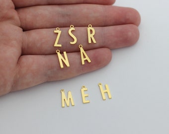 24K Shiny Gold Plated Personalized Initial Charm Initial Pendant,Letter Charm Minimalist Alphabet Letter Charm, Monogram Charm Add On Charm