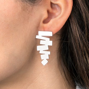 6pcs Stainless Steel Stud Earrings, Geometric Earrings, Zigzag Earrings, Steel Stud Earrings, Laser Cut Stainless Steel Earrings STL-3679