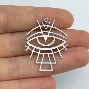 2pcs Stainless Steel Geometric Eye Charm, Eye Pendant, Drop Eye Charm, Steel Geometric Charms, Laser Cut Jewelry Making Supplies STL-3549