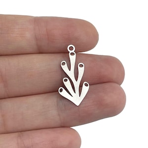 6pcs Stainless Steel Coral Charm, Coral Branch Charm, Steel Earring Connectors, Leaf Earring Charms, DIY Jewelry Making Supplies STL-4067