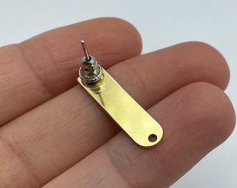 6 st örhängesstift i rå mässing, blank örhängesstift i mässing, blank stift, örhängesstift, örhängeskoppling i mässing, laserskurna smyckestillbehör RW-1480