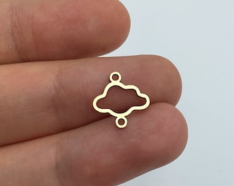 6pcs Raw Brass Cloud Charm, Cloud Connector, Brass Connectors, Tiny Cloud Earring Charm, Brass Jewelry Supplies, Laser Cut Charms RW-1529