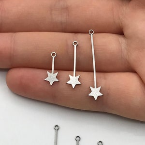 24pcs Stainless Steel Star Stick Charm Pendant, Drop Dangle Star Earring Charm, Celestial Charms for Jewelry Making STL-3164