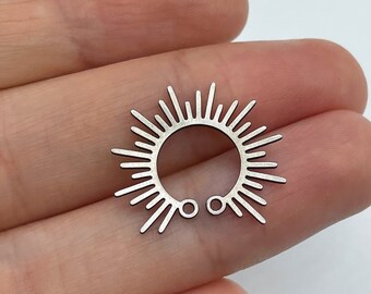 2 stuks roestvrijstalen zonconnector, zonoorbelconnector, stalen connectoren, zonbedelhanger, lasergesneden benodigdheden voor het maken van sieraden STL-3443