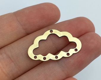 6pcs Raw Brass Cloud Charm, Brass Connectors, Cloud Pendant, Brass Earring Charms, DIY Jewelry, Laser Cut Jewelry Making Supplies RW-1535