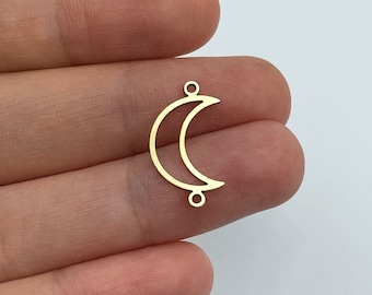 10pcs Raw Brass Moon Connector, Moon Charm Pendant, Brass Connectors for Jewelry Making, Raw Brass Earring Charms, Jewelry Supplies RW-1527
