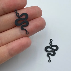 Black Plated Snake Charm, Stainless Steel Charms, Snake Pendant, Earring Charms, Serpent Charm, Laser Cut Jewelry Making Supplies P-1582