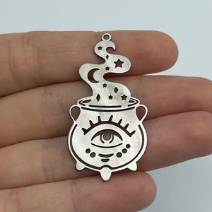 2pcs Stainless Steel Witch Cauldron Charm, Halloween Charms, Boiling Pot Witch Cauldron Pendant, Earring Charms, Jewelry Supplies STL-3576