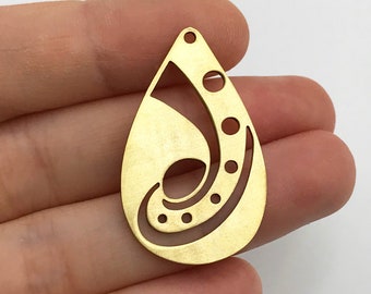 6 Stück Rohmessing Tropfenförmige Geometrische Ohrring Charme, Tropfen baumeln Ohrring Charme, Ohrring Zubehör, Laser-Schnitt Messing Schmuck Lieferungen RW-1257
