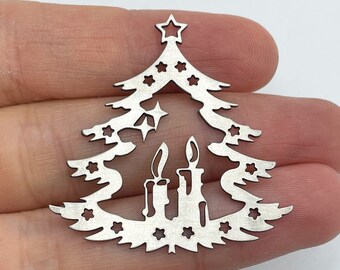 2pcs Stainless Steel Christmas Tree Charm, Christmas Tree and Candles Charm, Christmas Charms, Earring Charms, Jewelry Supplies STL-3377