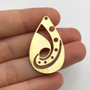 6pcs Raw Brass Drop Shaped Geometric Earring Charm, Drop Dangle Earring Charm, Earring Findings, Laser Cut Brass Jewelry Supplies RW-1257
