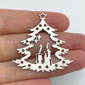 2pcs Stainless Steel Christmas Tree Charm, Christmas Tree and Candles Charm, Christmas Charms, Earring Charms, Jewelry Supplies STL-3377