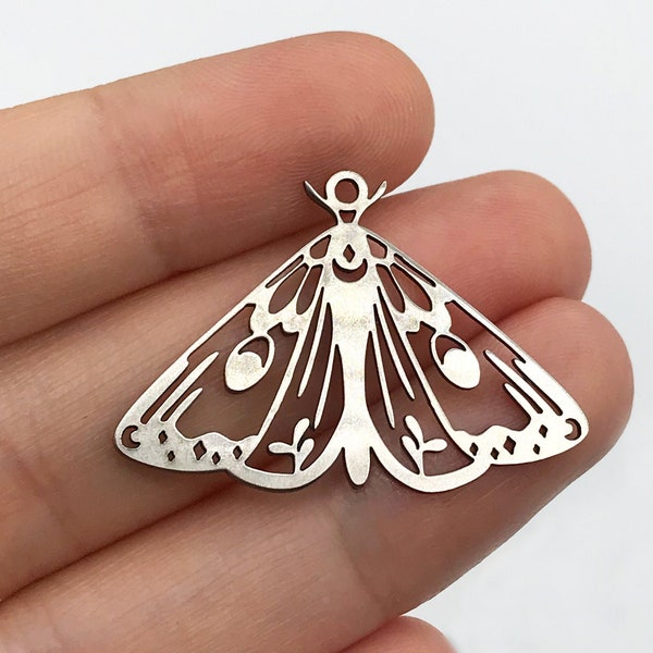 2pcs Stainless Steel Butterfly Charm, Celestial Butterfly Pendant, Moth Charm, Mystical Charms for Jewelry Making, Jewelry Supplies STL-3288