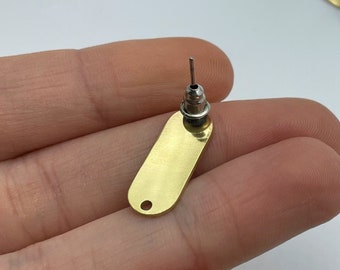 6 uds. De pasador de pendiente de latón en bruto, Pasador de pendiente ovalado de latón, Pasador ovalado, Pasadores de pendiente, Pendiente de conector de latón, Suministros de joyería cortados con láser RW-1473