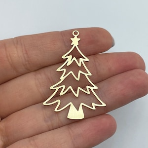 2pcs Raw Brass Christmas Tree Charm, Pine Tree Charm, Brass Christmas Charms, Earring Charms, Laser Cut Jewelry Making Supplies RW-1612