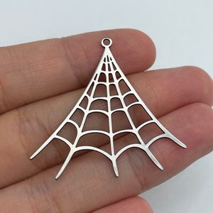 2pcs Stainless Steel Spider Web Charm, Spider Web Pendant, Halloween Charms, Steel Earring Charms, Laser Cut Jewelry Supplies STL-3360