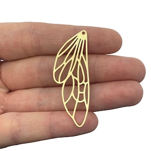 Raw Brass Dragonfly Wing Charm, Geometric Wing Pendants, DIY Dragonfly Wing Earrings Brooch, Laser Cut Brass Jewelry Components RW-2238