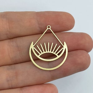 2pcs Raw Brass Eye Charm Pendant, Drop Eye Charm, Brass Sun Charm, Geometric Charms for Jewelry Making, Laser Cut Jewelry Supplies RW-1533