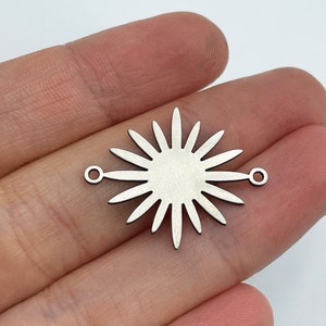 6pcs Stainless Steel Sun Connector, Sun Charm, Sun Pendant, 2 Holes Connector, Steel Earring Connectors, Laser Cut Jewelry Supplies STL-3384