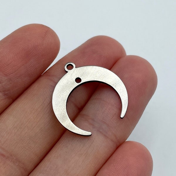 6pcs Stainless Steel Crescent Moon Connector Charm, 2 Hole Crescent Moon Geometric Connector Earring Findings, Jewelry Supplies STL-3110