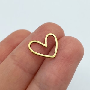 6pcs Raw Brass Heart Link Connector, Earring Connector, Brass Connectors Jewelry Making, Brass Findings, Laser Cut Jewelry SuppliesRW-1442