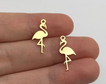 12pcs Raw Brass Tiny Flamingo Charm, Flamingo Pendant, Animal Charms for Jewelry Making, Bird Charm, Laser Cut Jewelry Supplies RW-1297