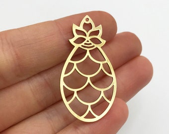 2pcs Raw Brass Pineapple Charm, Pineapple Pendant, Cutout Pineapple Earring Charm, Pineapple Necklace, Laser Cut Jewelry Supplies RW-1247