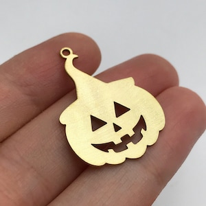 2pcs Raw Brass Pumpkin Charm, Pumpkin Pendant, Halloween Charms, Brass Findings Earring Charms, Laser Cut Jewelry Supplies RW-1353