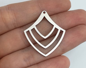 2pcs Stainless Steel Fan Shaped Charm, Geometric Earring Charm, Steel Dangle Pendant, Earring Connector, Laser Cut Jewelry Supplies STL-3592