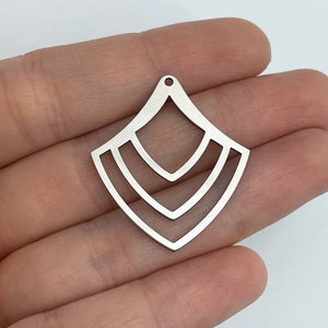 2stk Edelstahl-fächerförmiger Charme, geometrischer Ohrring-Charme, Stahl baumeln-Anhänger, Ohrring-Verbinder, Laser-Schnitt-Schmuckzubehör STL-3592