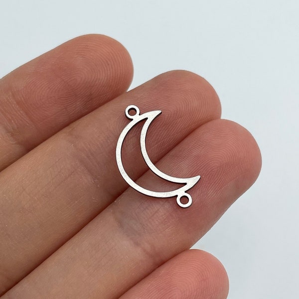 10pcs Connecteur de lune en acier inoxydable, Pendentif de charme de lune, Connecteurs en acier, Charms de boucle d’oreille en acier, Fournitures de fabrication de bijoux découpées au laser STL-3527