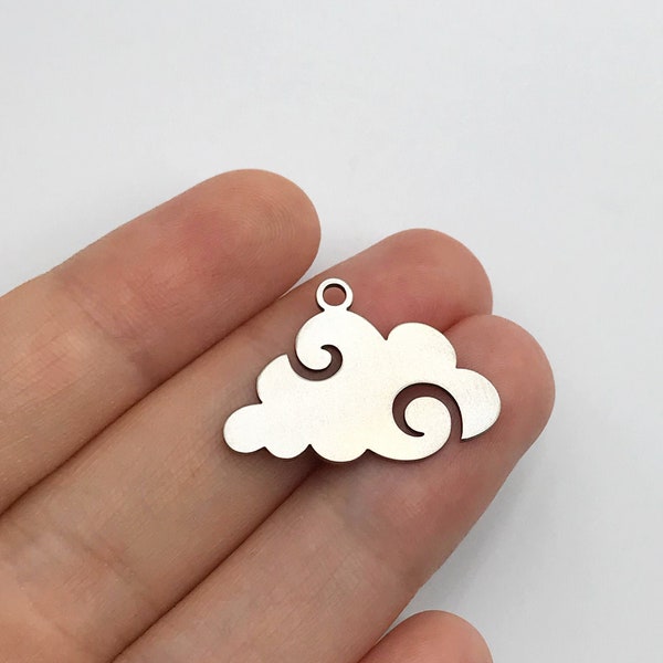 6pcs Charme de nuage en acier inoxydable, Pendentif nuage, Charmes en acier pour la fabrication de bijoux, Découvertes de boucles d’oreilles, Fournitures de bijoux découpées au laser STL-3007