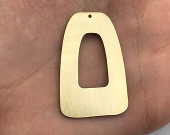 6pcs Raw Brass Geometric Rectangle Earring Connector Charm Pendant, Oval Earring Connector Charm, Earring Hoops, Jewelry Supplies RW-1200
