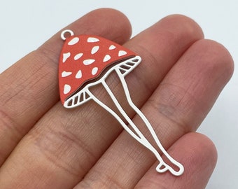 2pcs Mushroom Charm, Colored Stainless Steel Mushroom Legs Charm, Mushroom Pendant, Laser Cut Jewelry Making Supplies PTD-1036