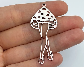 2pcs Stainless Steel Mushroom Charm, Mushroom Pendant, Mushroom Lady Charm, Steel Earrings Charms, Laser Cut Jewelry Making SuppliesSTL-3523