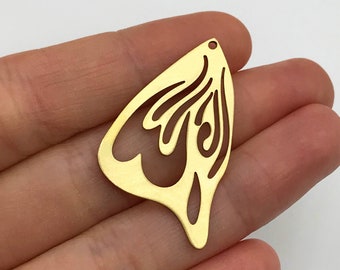 2pcs Raw Brass Butterfly Wing Charm, Butterfly Wing Pendant, DIY Geometric Wing Earring Charms for Jewelry Making, Brass Supplies RW-1240