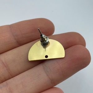 6pcs Raw Brass Earring Stud, Brass Blank Stud, Half Round Earring Stud, Brass Connector Semi Circle D Shape Earring Stud Findings RW-1475