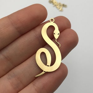 6pcs Raw Brass Snake Charm, Snake Pendant, Snake with Forked Tongue Earring Charm, Snake Necklace Charm, Brass Jewelry Supplies RW-1209