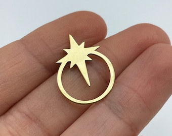 6pcs Raw Brass North Star Earrings, Brass Earring Stud, Brass Earring Post, Brass Star Stud, Brass Earring Posts, Jewelry Supplies RW-1478