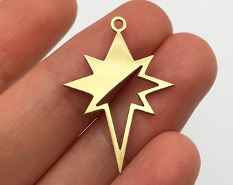 6pcs Raw Brass North Star Pole Star Charm Pendant, North Star Earring Charm, Laser Cut Jewelry Supplies, Celestial Jewelry RW-1150